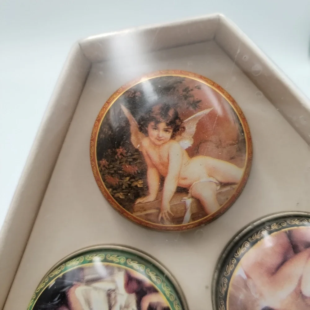 3 Pack Pill Metal Boxes Angels Querubim Plastic Tray In Each Box Victorian Style